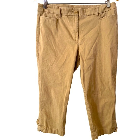 Talbots‎ Perfect Skimmer khaki Capri Pants 12 Petite - Picture 1 of 5